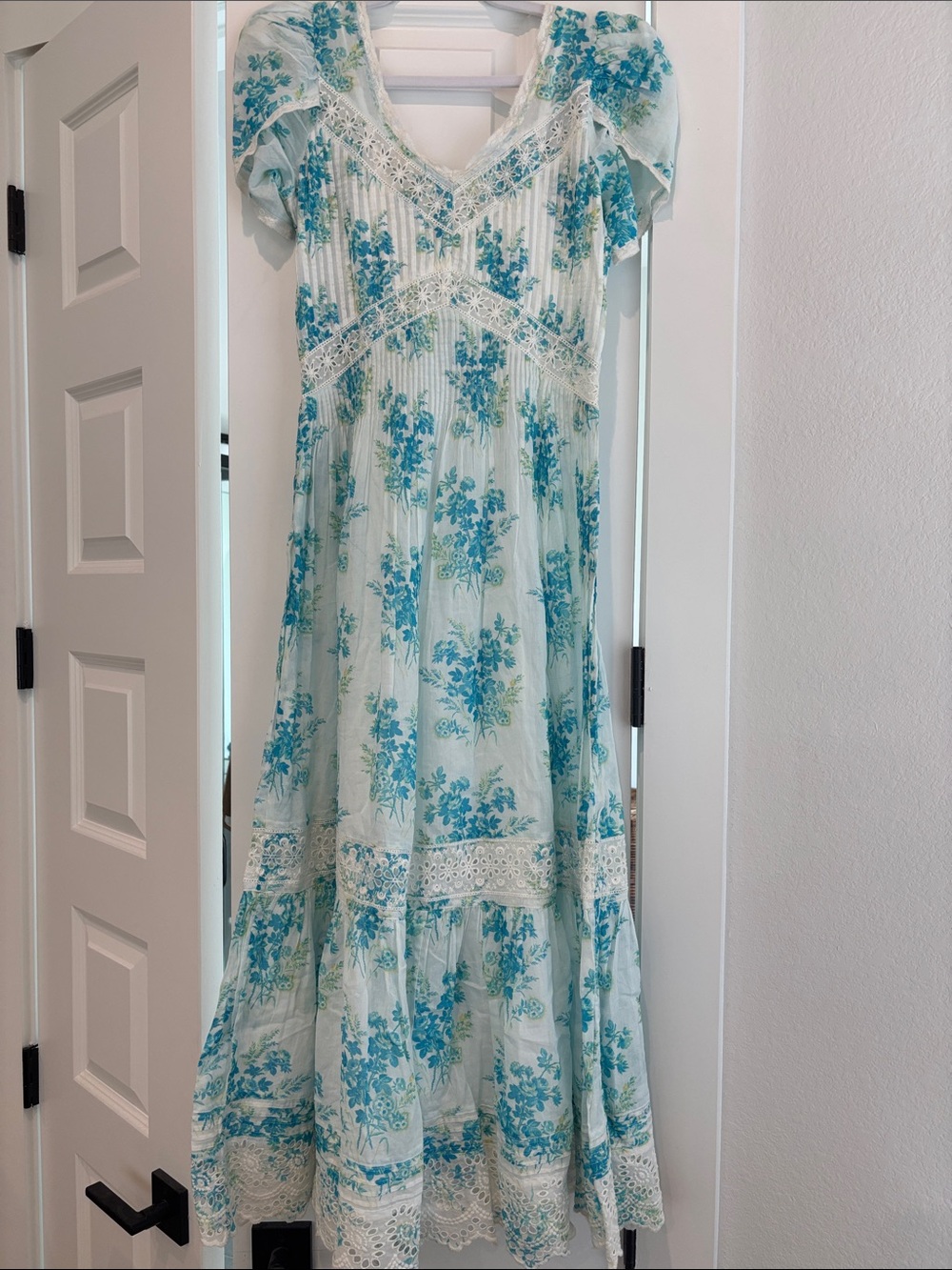 Love Shack Fancy Blue Floral Dress XS